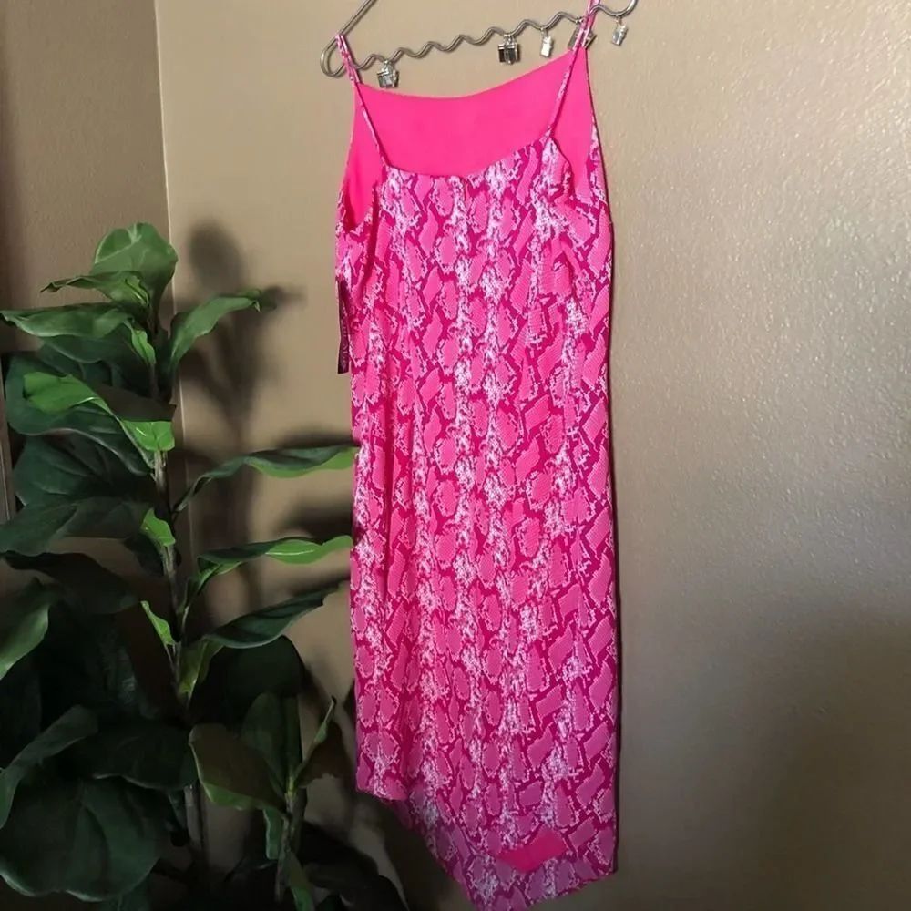 Sharon Max Hot Pink Snake Print Dress L - Picture 2 of 8